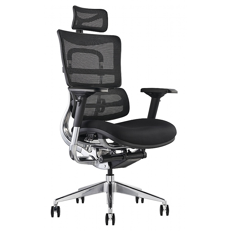 i29 24 Hour Ergonomic Mesh and Fabric Office Chair with Headrest - Office Chairs