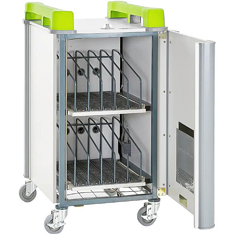 LapCabby 10V Vertical Laptop Charging and Storage Trolley Lime