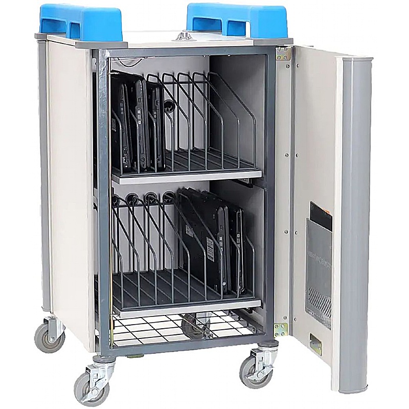 LapCabby 16V Vertical Compact Laptop Charge and Storage Trolley Blue