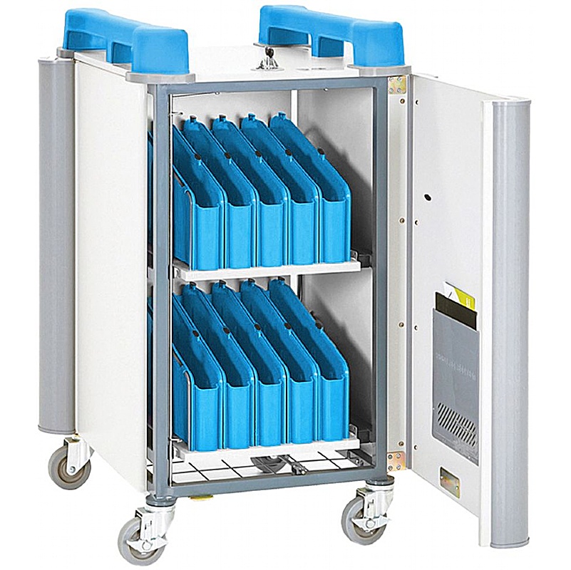 LapCabby Mini 20V Vertical Laptop Charging and Storage Trolley Blue
