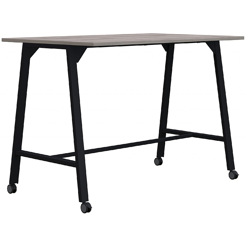 Atomic High Mobile Rectangular Breakout and Meeting Tables Black Frame