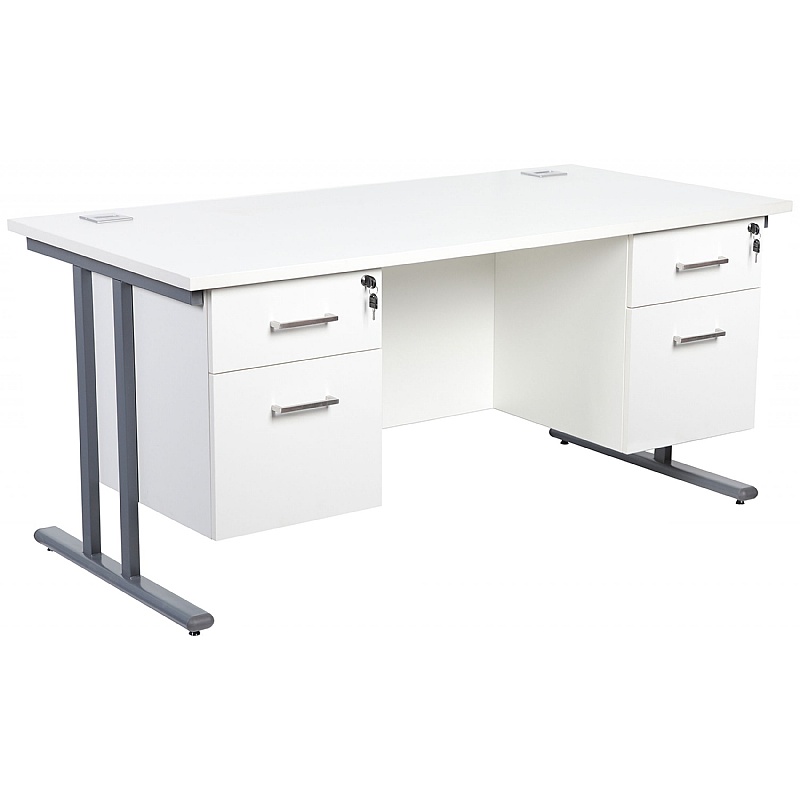 Horizon Deluxe Rectangular Cantilever Office Desks With Double Fixed Pedestals