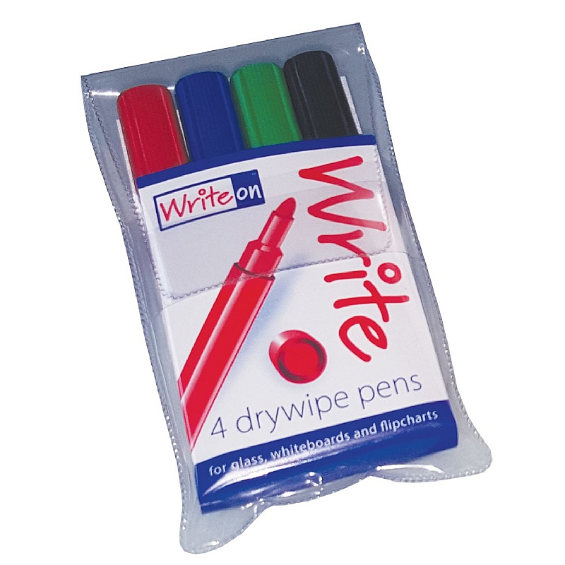 WriteOn Drywipe Pens - Pack of 4 - Display Equipment