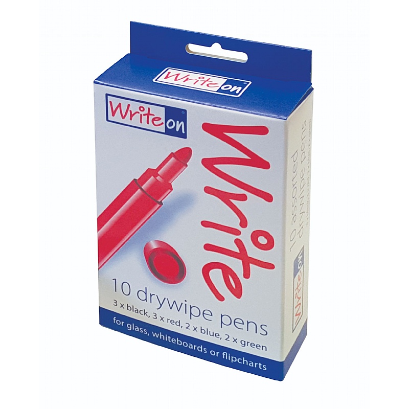 WriteOn Drywipe Pens - Pack of 10 - Display Equipment
