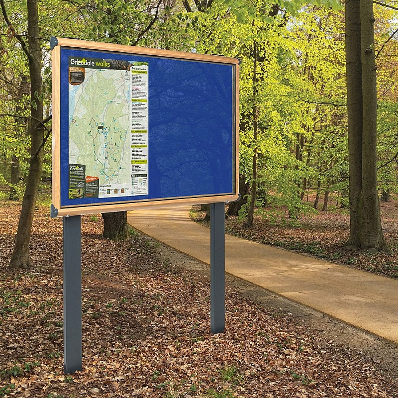 Shield Wood Effect Outdoor Freestanding Noticeboards with Sunken Posts