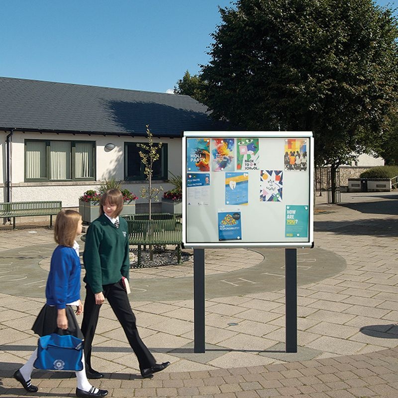 Shield Outdoor Freestanding Whiteboards with Sunken Posts