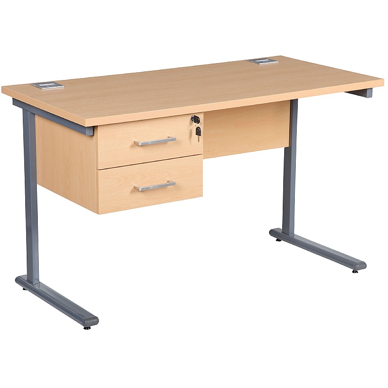 Horizon Compact Cantilever Office Desks With Single Fixed Pedestal