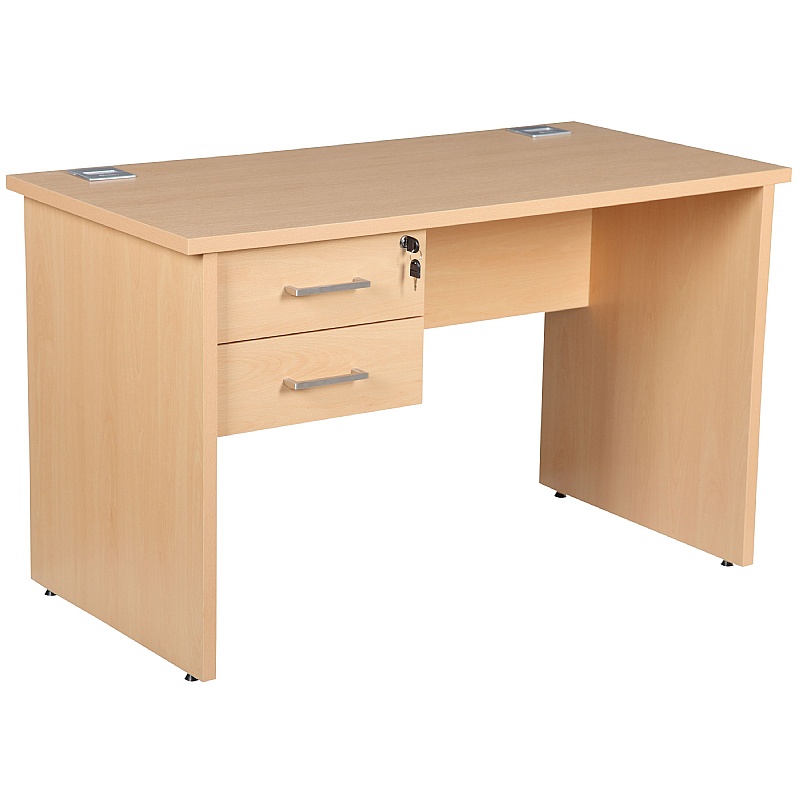 Horizon Compact Panel End Rectangular Office Desks With Single Fixed Pedestal