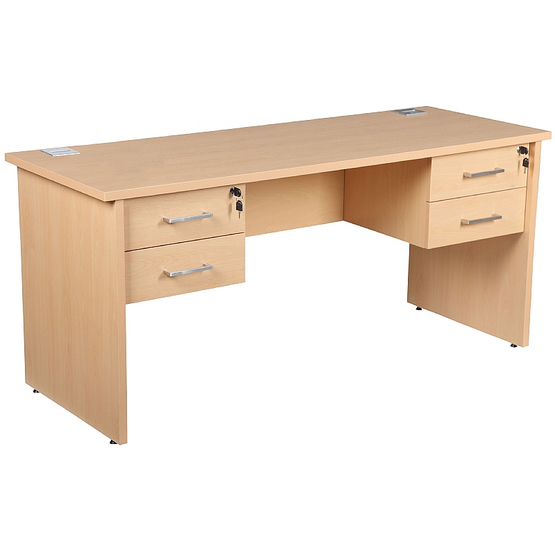 Horizon Compact Panel End Rectangular Office Desks With Double Fixed Pedestals