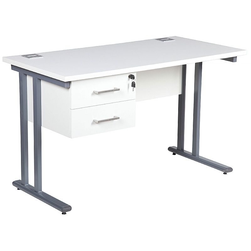 Horizon Compact Deluxe Rectangular Cantilever Office Desks With Single Fixed Ped