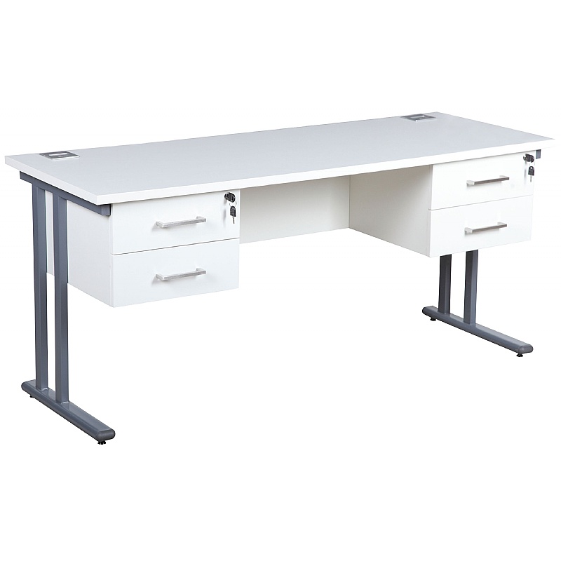 Horizon Compact Deluxe Rectangular Cantilever Office Desks With Double Fixed Ped