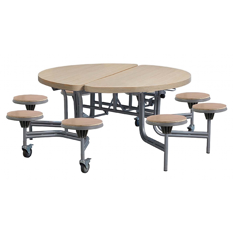8 Seat Primo Round Mobile Folding Table with Stools