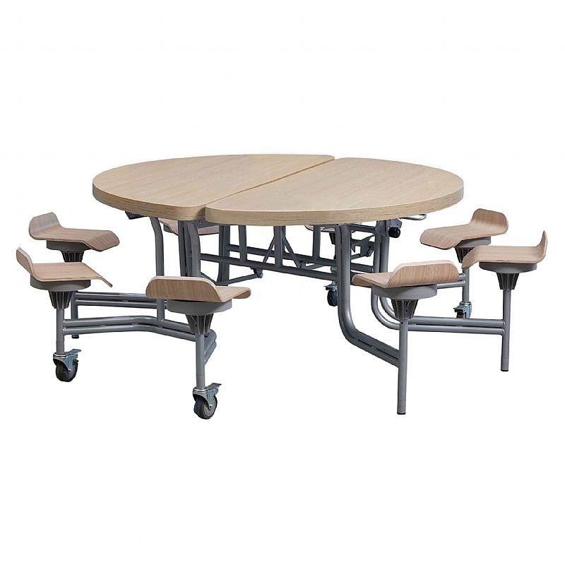 8 Seat Primo Round Mobile Folding Table with Lipped Seats
