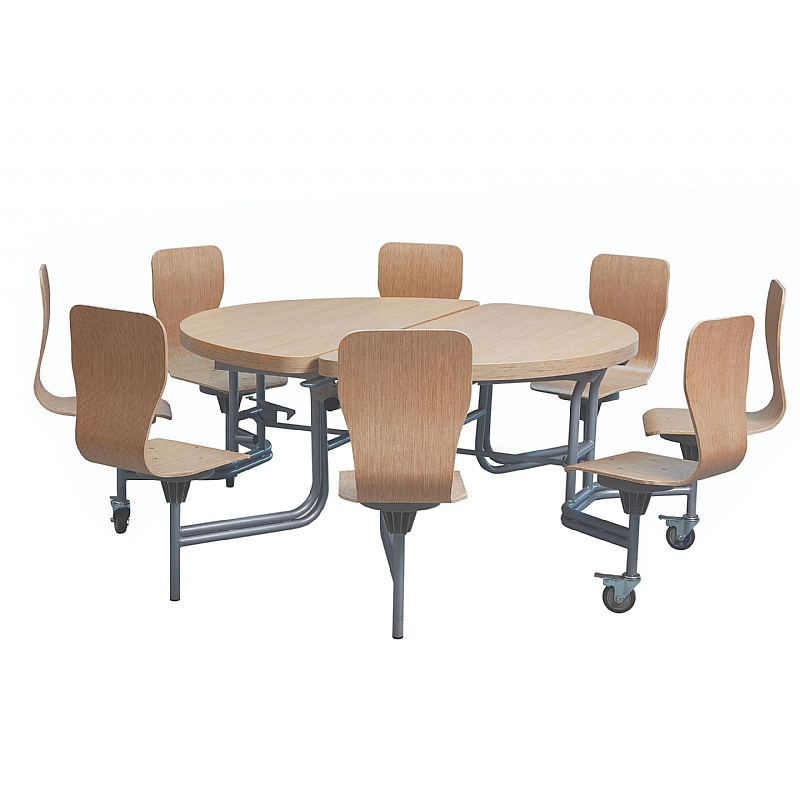 8 Seat Primo Round Mobile Folding Table with Chairs