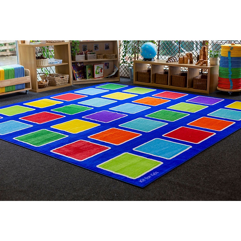 Rainbow Squares Large Placement Carpet from our School Carpets, Mats ...