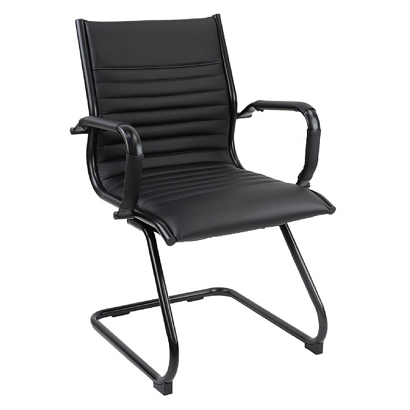 Bari Noir Medium Back Leather Faced Visitor Office Chairs