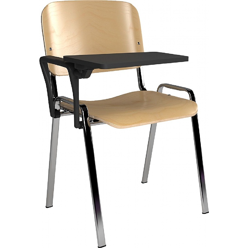 Taurus Wooden Bistro Chair with Writing Tablet - Pack of 4