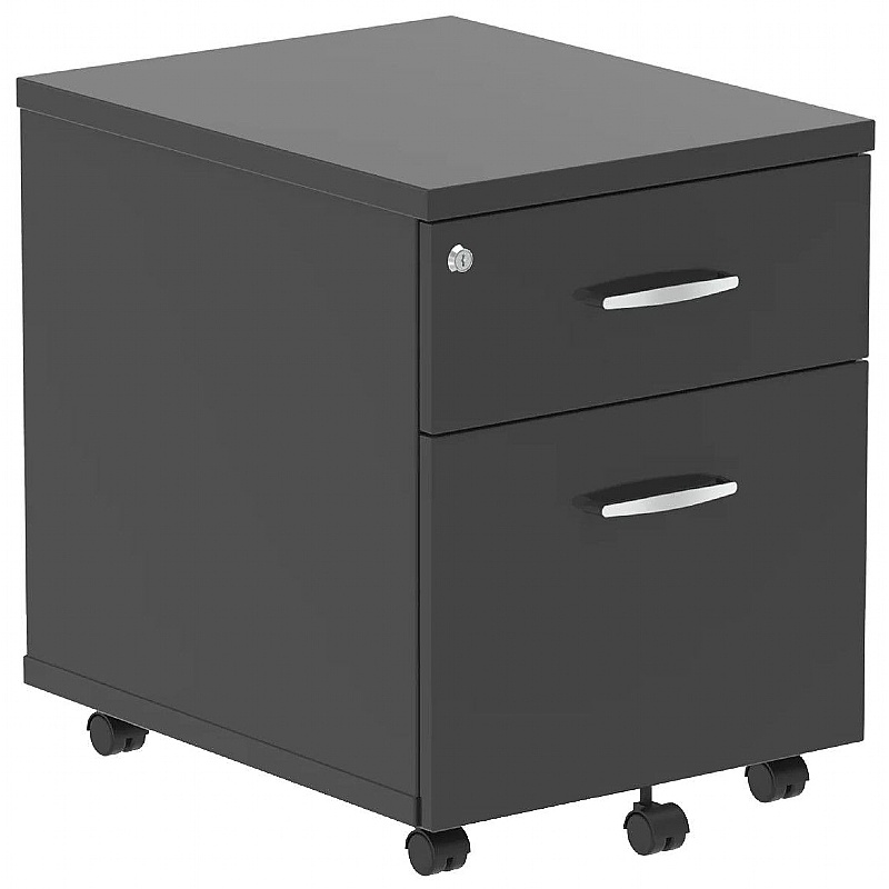 Obsidian Low Under Desk Mobile Wooden Office Drawer Pedestals
