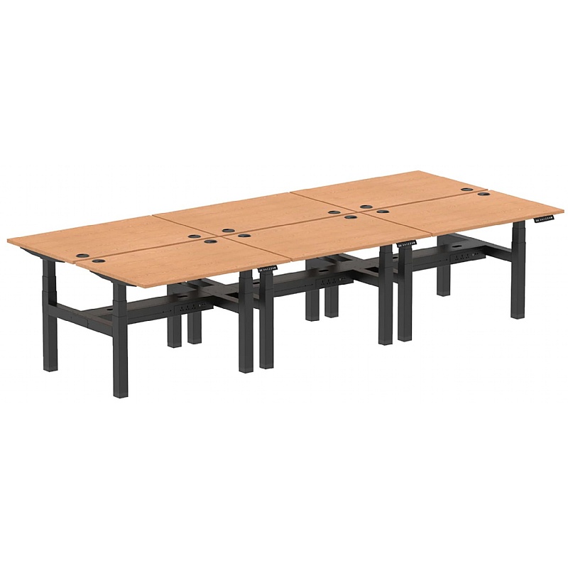 Air Electric Height Adjustable 6 Person Rectangular Back to Back Desks