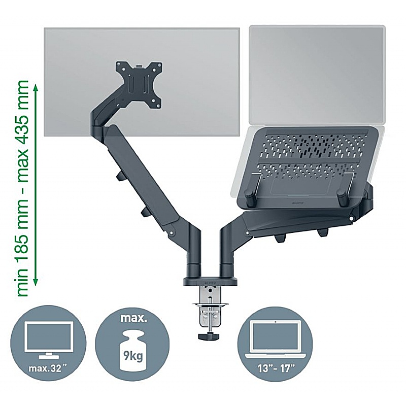 Leitz Ergo Dual Screen Laptop and Monitor Arm from our Monitor Arms range.