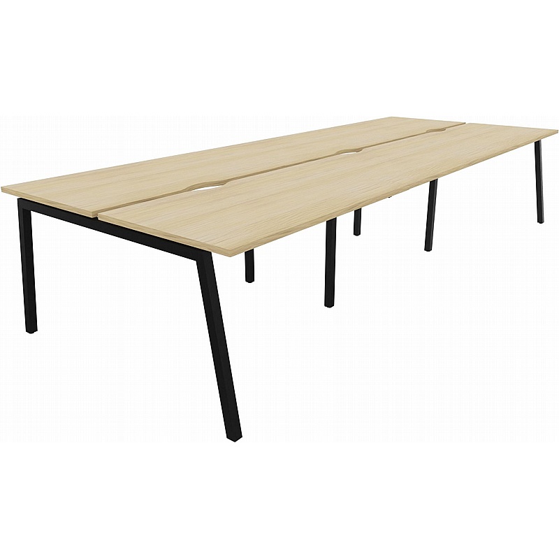 Linux II 6 Person A-Frame Rectangular Back to Back Bench Desks - Office Desks
