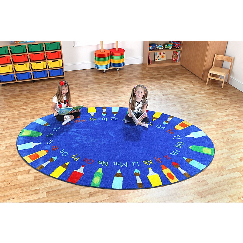 Rainbow Oval Pencils Alphabet Carpet from our School Carpets, Mats ...