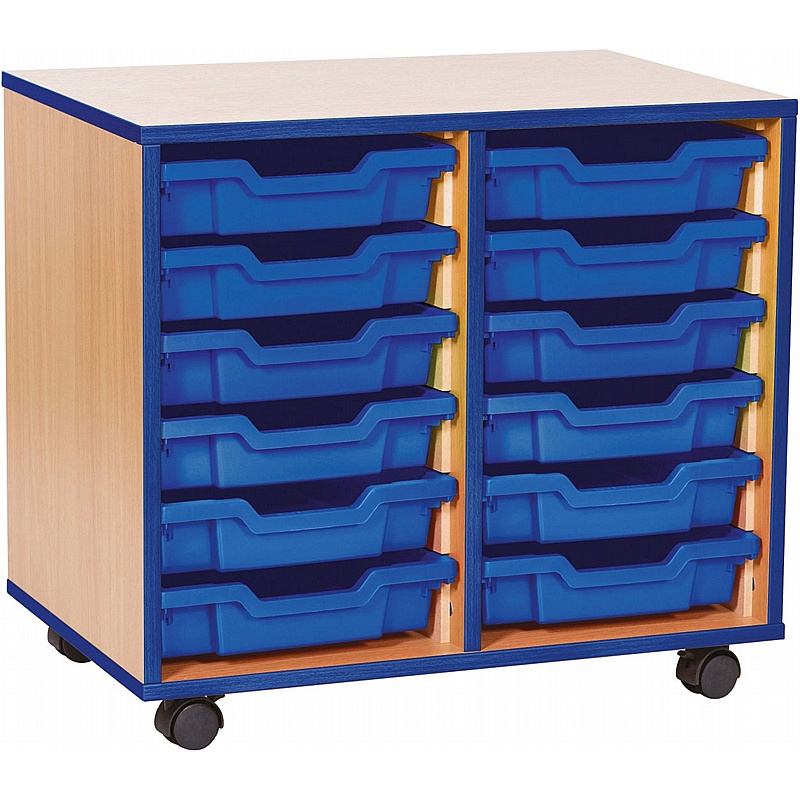 Accento Double Column 12 Shallow Tray Storage - School Furniture