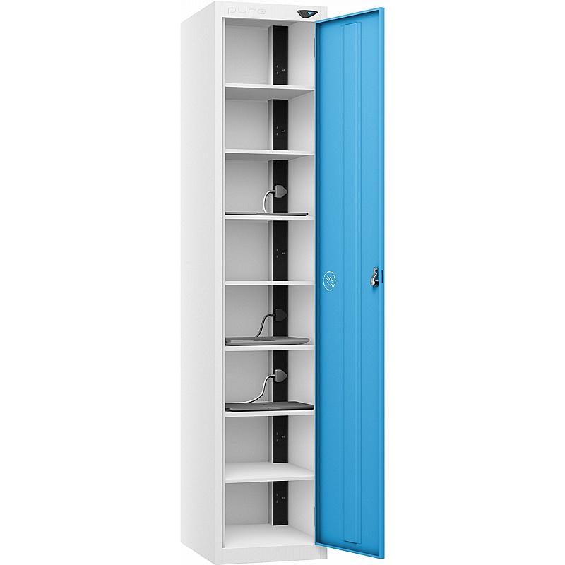 Pure Power 8 Compartment Laptop and Tablet Charging Cupboard with Manual Combination Lock - Office Storage