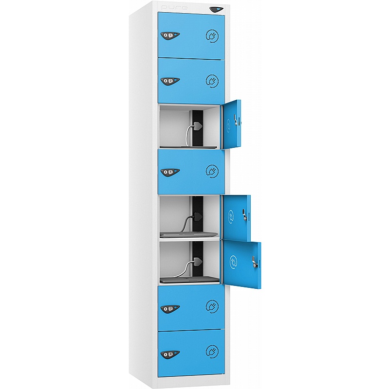 Pure Power 8 Compartment Laptop and Tablet Charging Lockers with Cam Lock - Office Storage