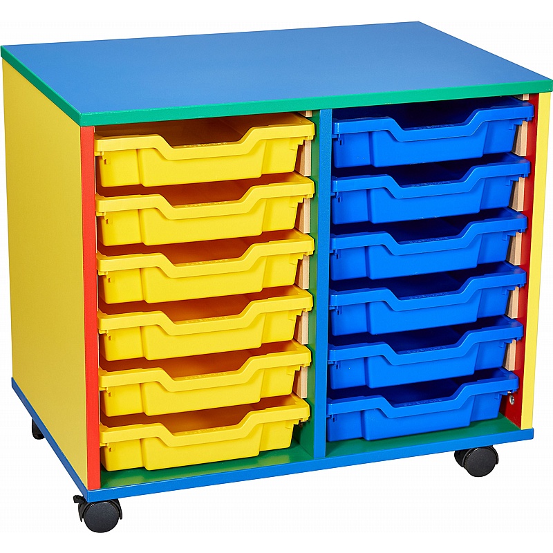 Colore Double Column 12 Shallow Tray Storage - School Furniture
