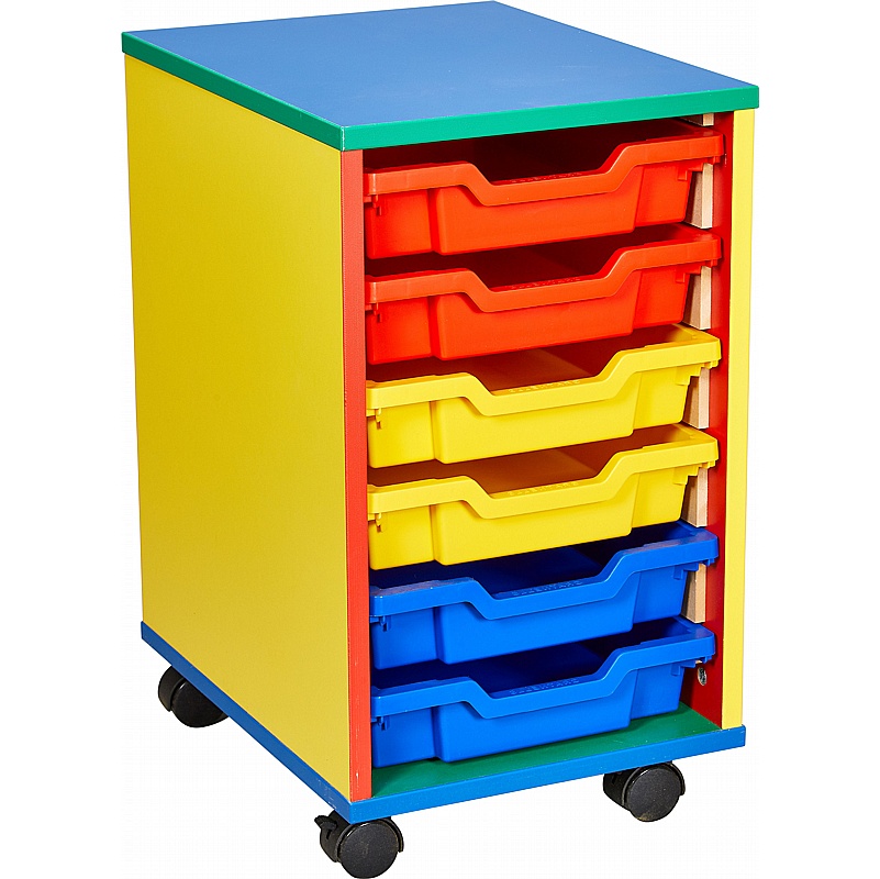 Colore Single Column 6 Shallow Tray Storage - School Furniture