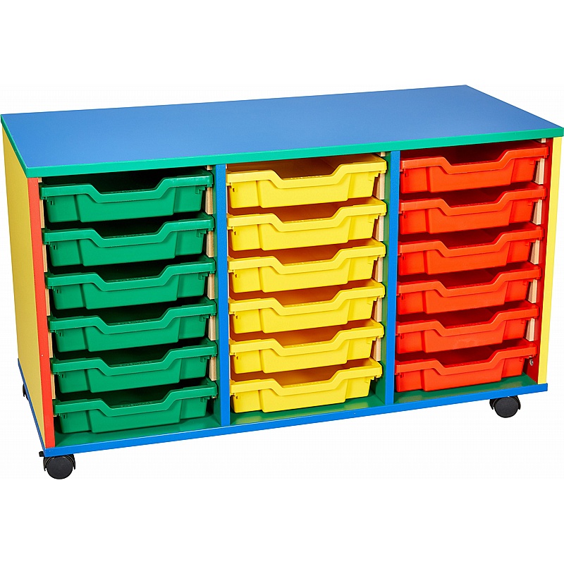Colore Triple Column 18 Shallow Tray Storage - School Furniture