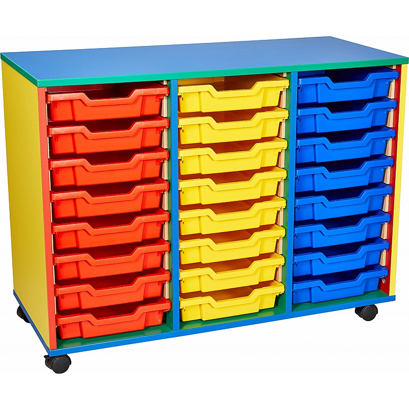 Colore Triple Column 24 Shallow Tray Storage - School Furniture