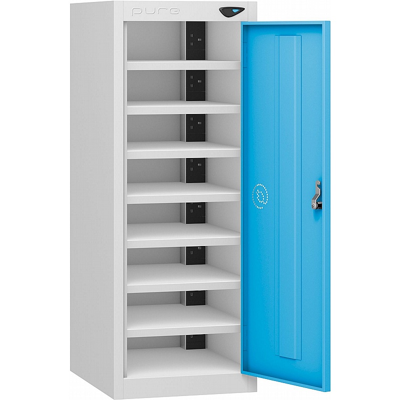 Pure Power Low 8 Compartment Laptop and Tablet Charging Cupboard with Cam Lock - Office Storage