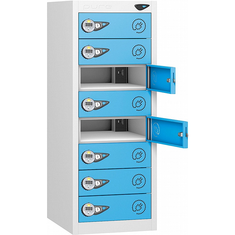 Pure Power Low 8 Compartment Laptop and Tablet Charging Lockers with Manual Combination Lock - Office Storage