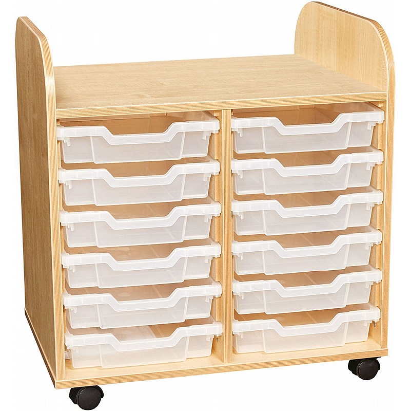 KubbyClass Nursery Double Column 12 Shallow Tray Storage - School Furniture