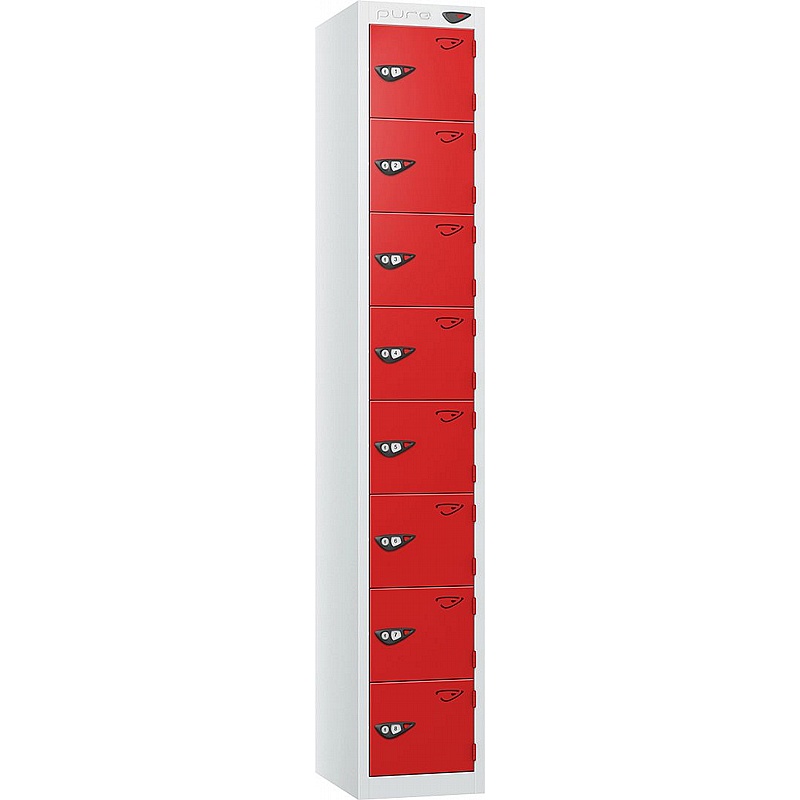 Pure Antibacterial 8 Compartment Personal Effects Lockers with Cam Lock - Office Storage