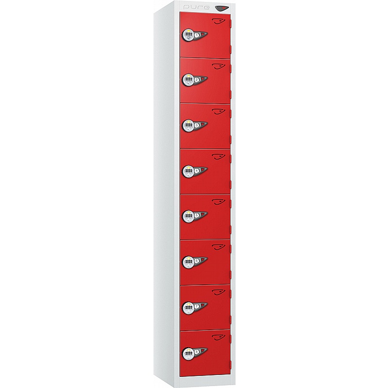 Pure Antibacterial 8 Compartment Personal Effects Lockers with Manual Combination Lock - Office Storage