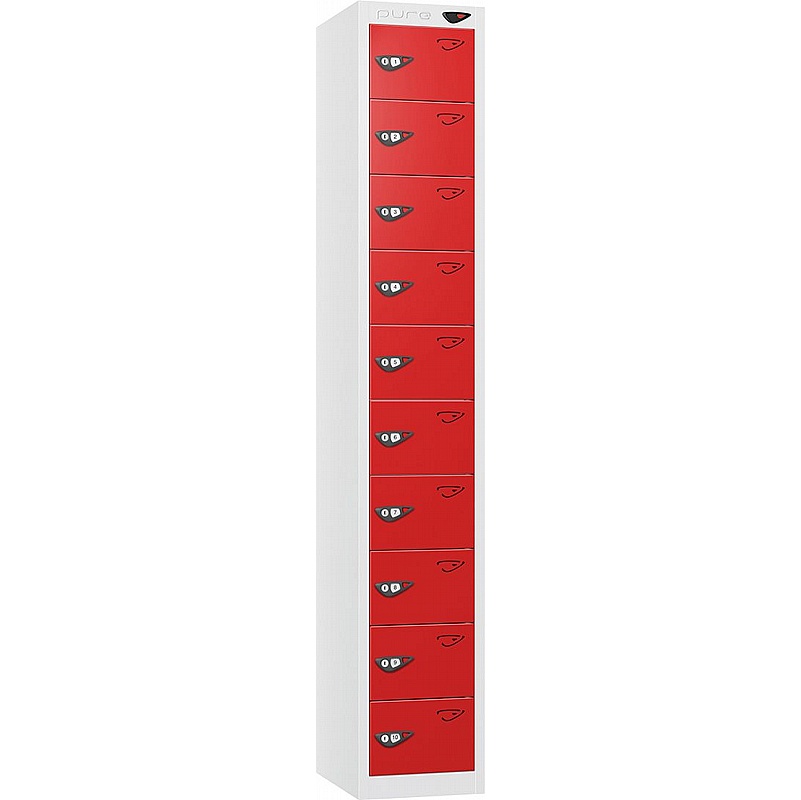 Pure Antibacterial 10 Compartment Personal Effects Lockers with Cam Lock - Office Storage