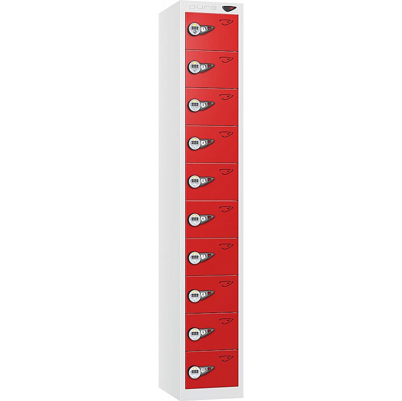 Pure Antibacterial 10 Compartment Personal Effects Lockers with Manual Combination Lock - Office Storage