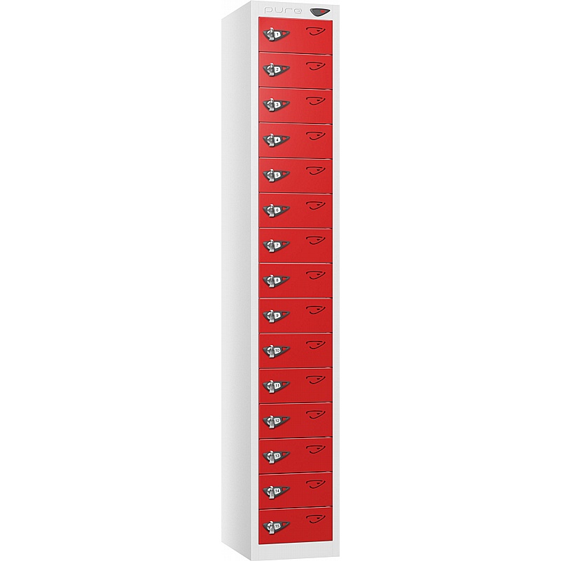Pure Antibacterial 15 Compartment Personal Effects Lockers with Hasp and Staple Lock - Office Storage