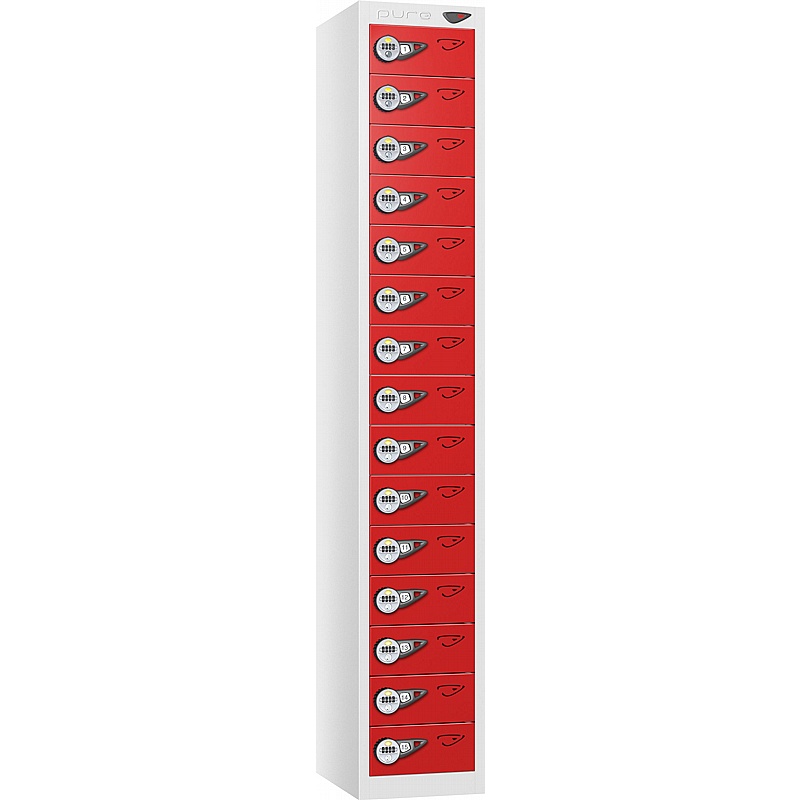 Pure Antibacterial 15 Compartment Personal Effects Lockers with Manual Combination Lock - Office Storage