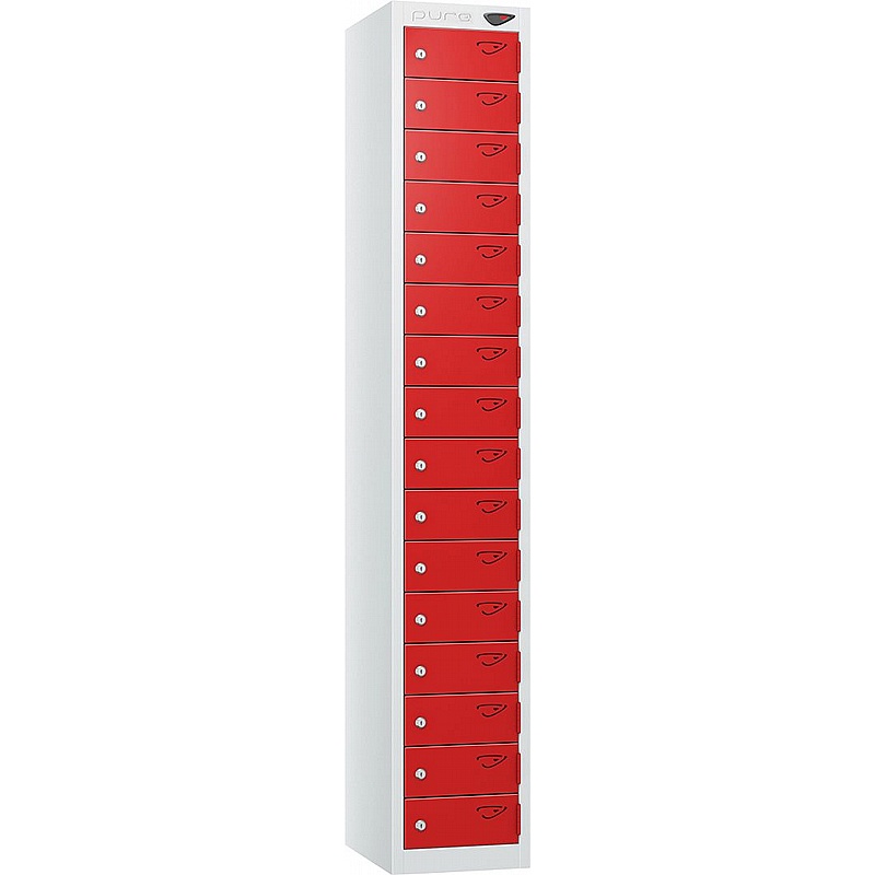 Pure Antibacterial 16 Compartment Personal Effects Lockers with Cam Lock - Office Storage