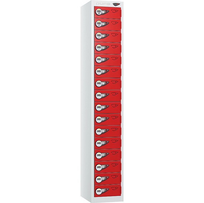 Pure Antibacterial 16 Compartment Personal Effects Lockers with Manual Combination Lock - Office Storage