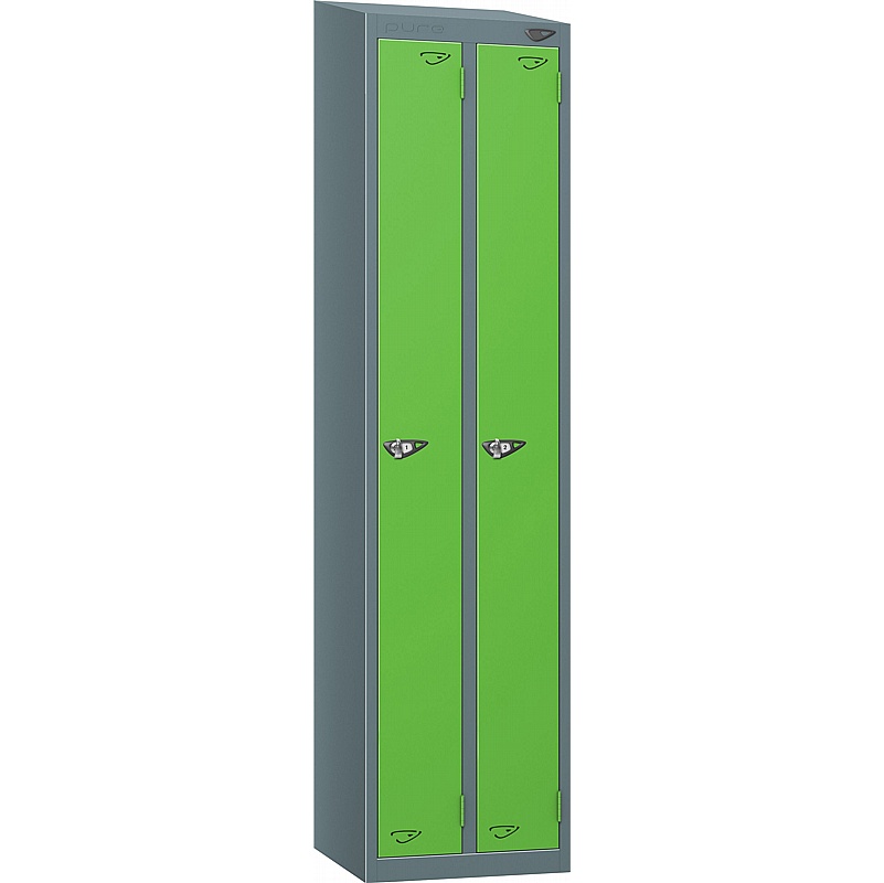 Pure Antibacterial Sloping Top Twin Door Lockers with Hasp and Staple Lock - Office Storage