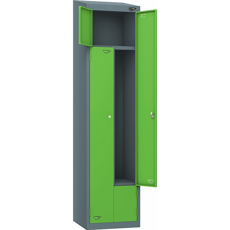 Pure Antibacterial Sloping Top Z2 Twin Door Lockers with Coin Return Lock - Office Storage