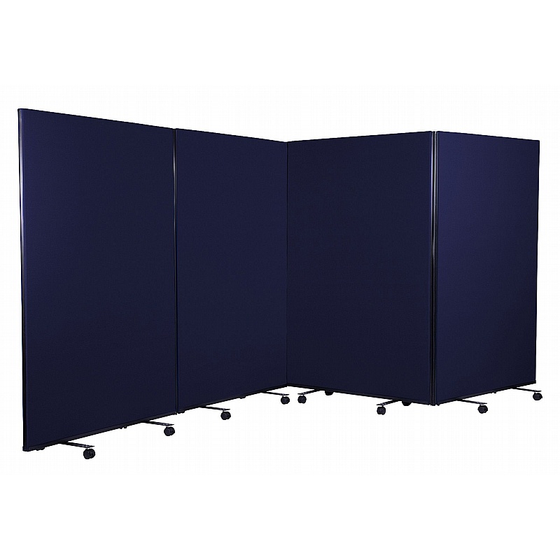 Division Easy Clean Wipeable Fabric 4 Panel Mobile Partition Screens - Office Accessories