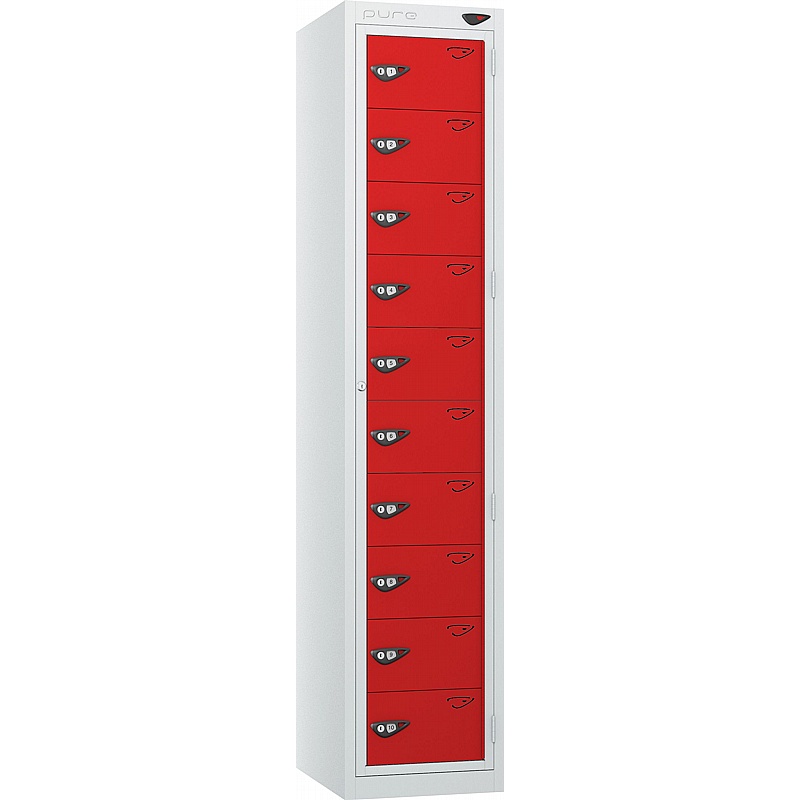 Pure Antibacterial 10 Compartment Garment Dispenser Lockers with Cam Lock - Office Storage