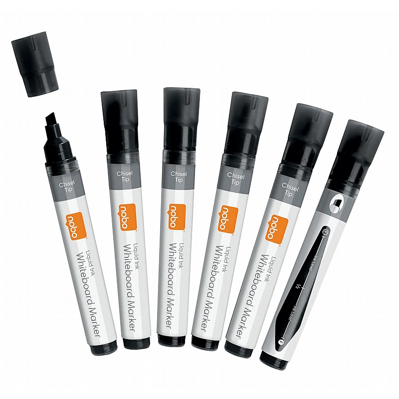 Nobo Liquid Ink Chisel Tip Drywipe Pens - Pack of 10 - Display Equipment