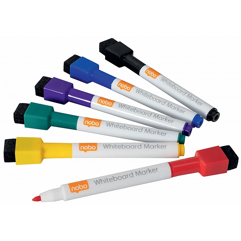 Nobo Mini Drywipe Eraser Pens - Pack of 6 - Display Equipment